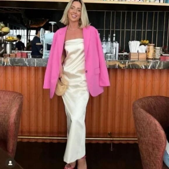 SATIN EFFECT DRESS VANILLA ZARA - Picture 2 of 16